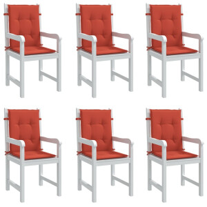 vidaXL Stoelkussens 6 st lage rug 100x50x4 cm stof gemêleerd rood