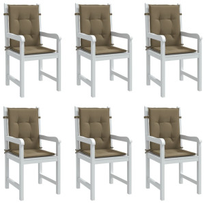 vidaXL Stoelkussens 6 st lage rug 100x50x4 cm stof gemêleerd taupe