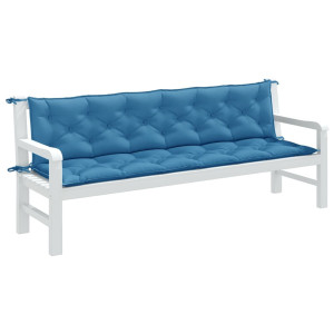 vidaXL Tuinbankkussens 2 st 200x50x7 cm stof gemêleerd blauw