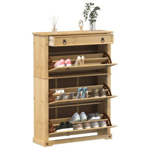 vidaXL Schoenenkast Corona 99x32x138 cm massief grenenhout