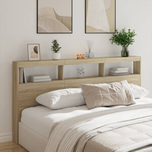 vidaXL Hoofdbordkast met LED-verlichting 200x17x102 cm sonoma eiken