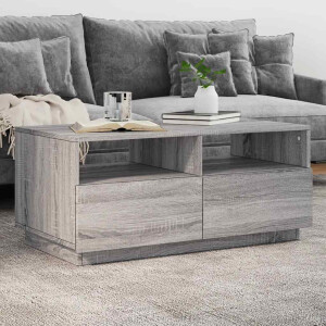 vidaXL Salontafel met LED-verlichting 90x49x40 cm grijs sonoma eiken