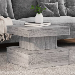 vidaXL Salontafel met LED-verlichting 50x50x40 cm grijs sonoma eiken