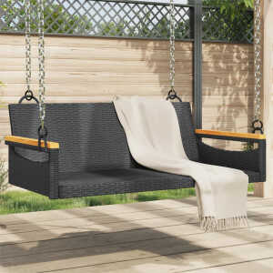 vidaXL Schommelbank 109x62x40 cm poly rattan zwart