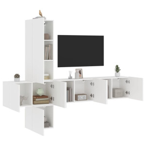 vidaXL 5-delige Tv-meubelset bewerkt hout wit