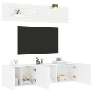 vidaXL 6-delige Tv-meubelset bewerkt hout wit