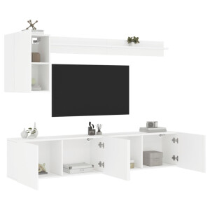 vidaXL 5-delige Tv-meubelset bewerkt hout wit