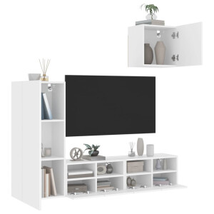 vidaXL 4-delige Tv-meubelset bewerkt hout wit