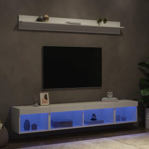 vidaXL 5-delige Tv-wandmeubelset met LED-verlichting bewerkt hout wit