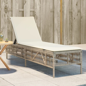 vidaXL Ligbed met kussen poly rattan beige
