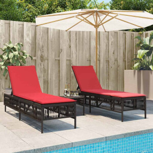 vidaXL Ligstoelen 2 stuks met tafel Bruin Poly Rotan