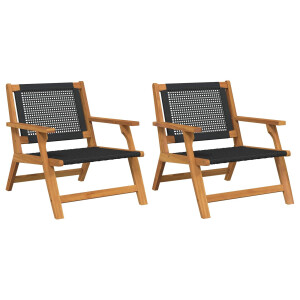 vidaXL Tuinmeubelen 2 pcs Zwart 67 x 78 x 73 cm Massief Acaciahout