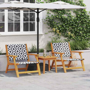 vidaXL Tuin Relax Stoel 2 pcs Zwart en Wit Massief Acaciahout