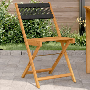 vidaXL Bistrostoelen 2 st massief acaciahout en touw zwart