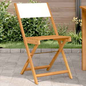 vidaXL Bistrostoelen 2 st massief acaciahout en stof crèmewit