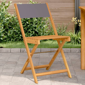 vidaXL Bistrostoelen 2 st massief acaciahout en stof antracietkleurig