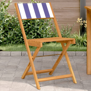 vidaXL Bistrostoelen 2 st massief acaciahout en stof blauw en wit