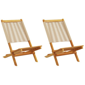 vidaXL Tuinstoelen 2 st massief acaciahout en polypropeen beige