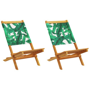 vidaXL Tuinstoelen 2 st bladpatroon massief acaciahout en stof