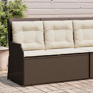 vidaXL Tuinbankje verstelbaar met kussens poly rattan bruin