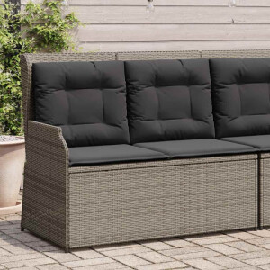 vidaXL Tuinbankje verstelbaar met kussens poly rattan grijs