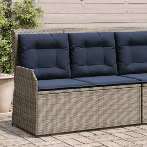 vidaXL Ligbank voor in de tuin met kussens grijs poly rattan