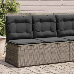 vidaXL Tuinbankje verstelbaar met kussens poly rattan grijs