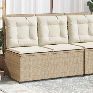 vidaXL Tuinbankje verstelbaar met kussens poly rattan beige