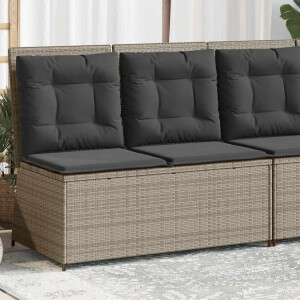 vidaXL Tuinbankje verstelbaar met kussens poly rattan lichtgrijs