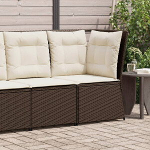 vidaXL Tuinhoekbank met kussens poly rattan bruin