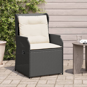 vidaXL Tuinstoelen 2 st verstelbaar met kussens poly rattan zwart