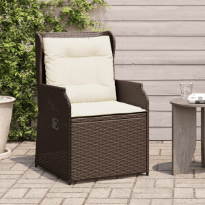vidaXL Tuinstoelen 2 st verstelbaar met kussens poly rattan bruin
