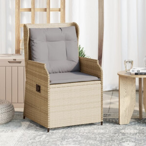 vidaXL Tuinstoelen 2 st verstelbaar met kussens poly rattan beige