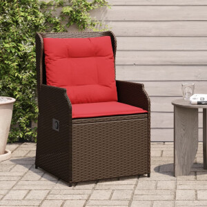 vidaXL Ligstoelen voor in de tuin 2 st met kussens bruin poly rattan