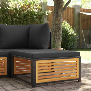 vidaXL Tuinvoetenbank met kussen 68x68x30 cm massief acaciahout
