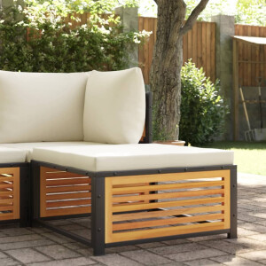 vidaXL Tuinvoetenbank met kussen 68x68x30 cm massief acaciahout