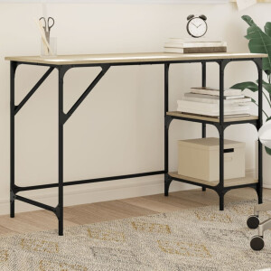 vidaXL Bureau 120x50x75 cm metaal en bewerkt hout sonoma eikenkleurig