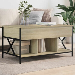 vidaXL Salontafel 100x55x50 cm bewerkt hout en metaal sonoma eiken