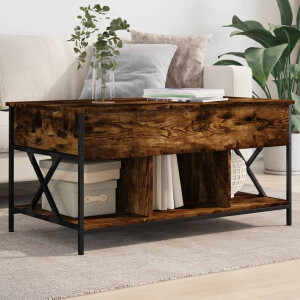 vidaXL Salontafel 100x55x50 cm bewerkt hout en metaal gerookt eiken