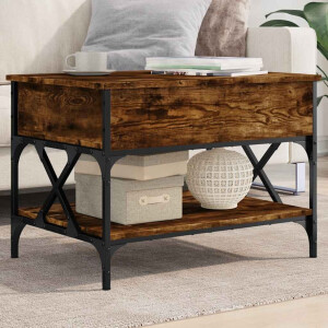 vidaXL Salontafel 70x50x50 cm bewerkt hout en metaal gerookt eiken