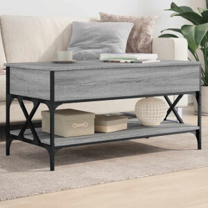 vidaXL Salontafel 100x50x50 cm bewerkt hout en metaal grijs sonoma
