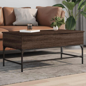 vidaXL Salontafel 100x50x45 cm bewerkt hout en metaal bruin eikenkleur
