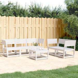 vidaXL 5-delige Loungeset massief grenenhout wit