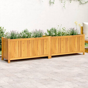 vidaXL Plantenbak met voering 199x38,5x50 cm massief acaciahout