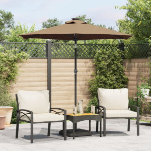 vidaXL Parasol met stalen paal 225x225x212 cm taupe
