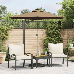 vidaXL Parasol met LED's en stalen paal 225x225x212 cm taupe