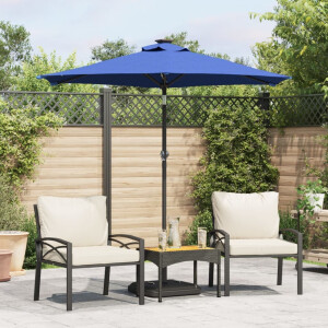 vidaXL Parasol met LED's en stalen paal 225x225x212 cm azuurblauw