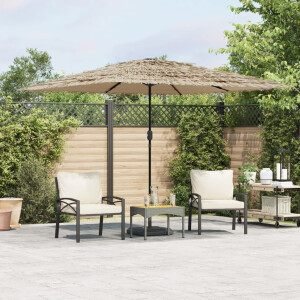 vidaXL Parasol met LED's en stalen paal 290x290x238 cm bruin