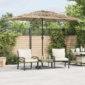 vidaXL Parasol met LED's en stalen paal 300x200x250 cm bruin