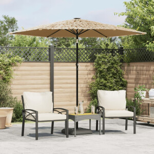 vidaXL Parasol met LED's en stalen paal 268x268x226 cm bruin